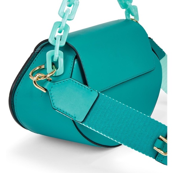 NWT ECCO Weeble Chain Leather Teal Turquoise Bag - Picture 2 of 4